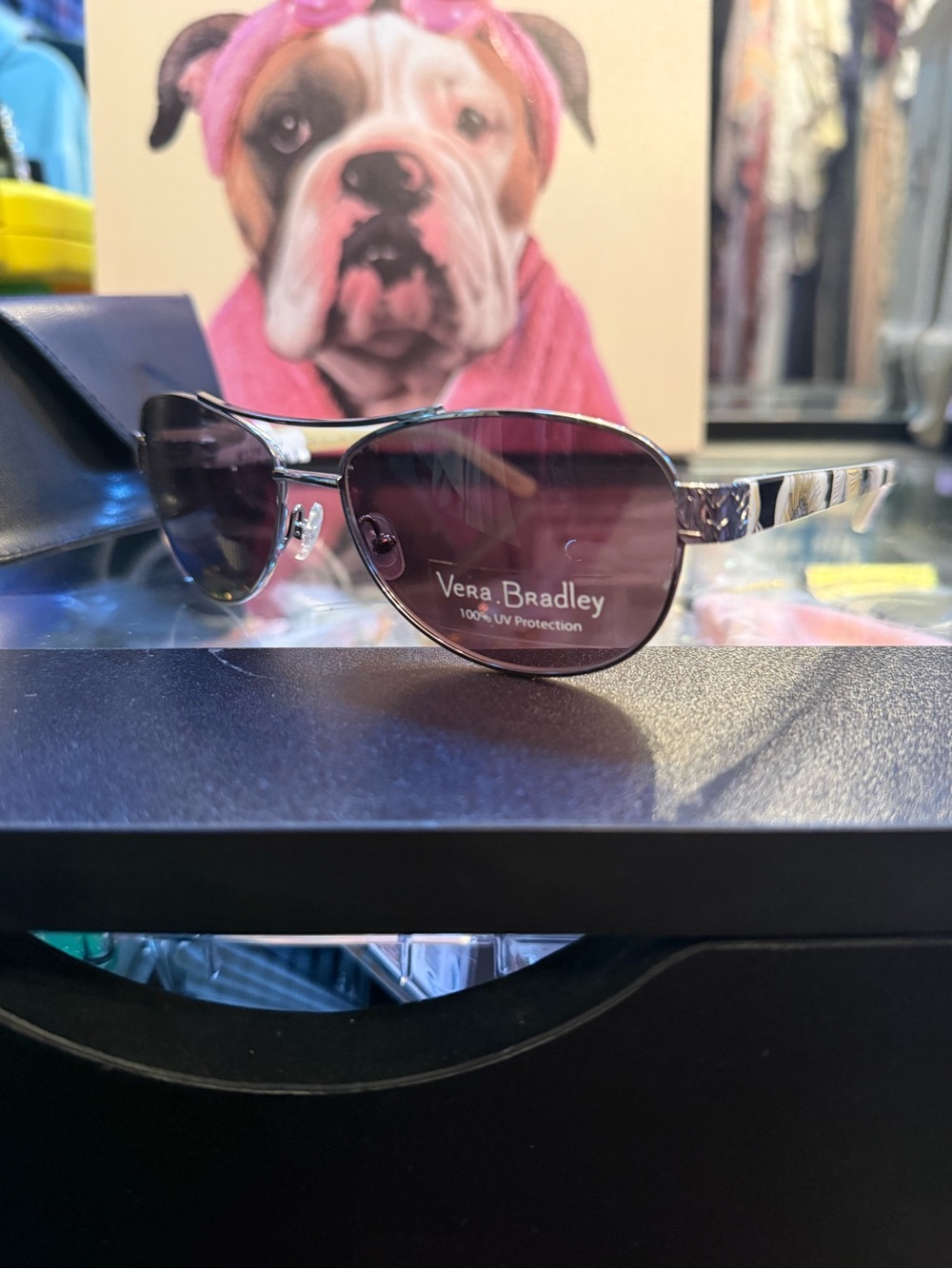 Vera Bradley Men's Aviator Sunglasses with Purple Lenses and Patterned Temples